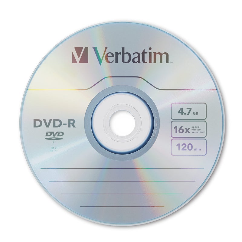 Verbatim DVD-R Blank Discs AZO Dye 4.7GB 16X Recordable Disc - 25 Pack Spindle,Silver - Image 2